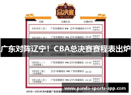 广东对阵辽宁！CBA总决赛赛程表出炉